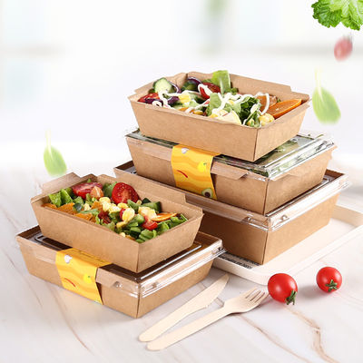 Kraftpapier-Document Vakje met Duidelijk Deksel voor Salade, Fruit en Koud Voedsel