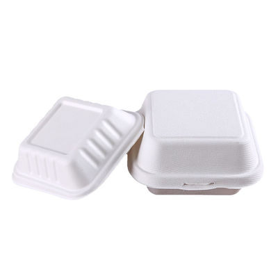 Lekvrije 1000ml de Bagasse Meeneemcontainers van het Clamshelldeksel