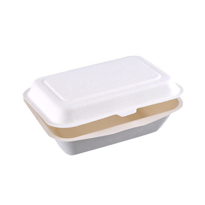 600ml de meeneem Witte Clamshell-Doos Sugar Cane Fiber van het Lunchvoedsel